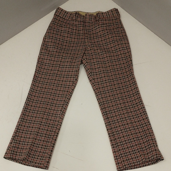 Vintage Hipster Polyester Pants Plaid Check 30-31 Waist 70s Seventies Groovy Mod